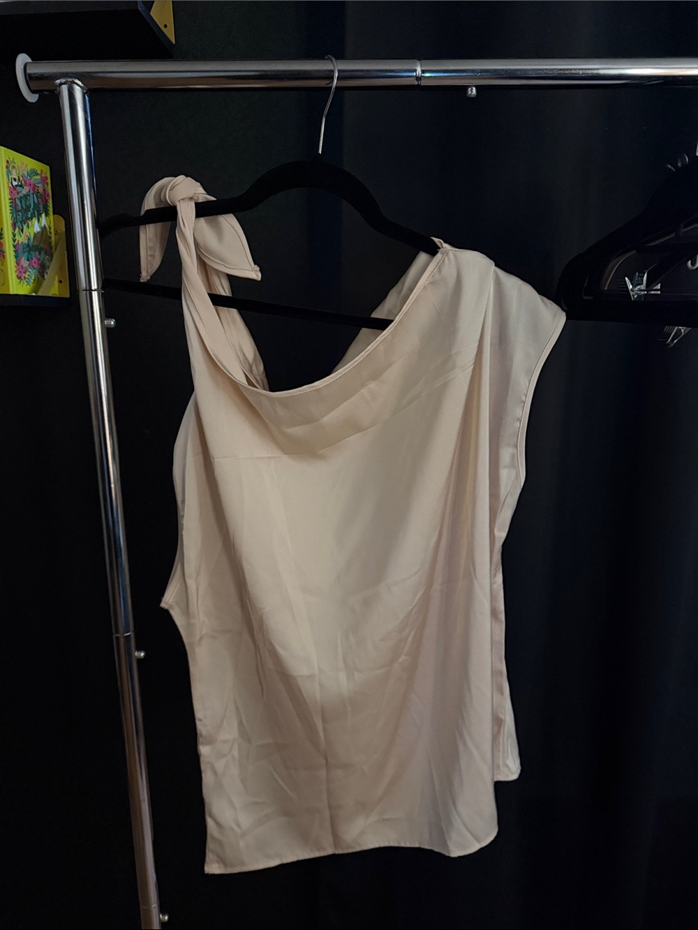 Asymmetric One-Shoulder Cream Top